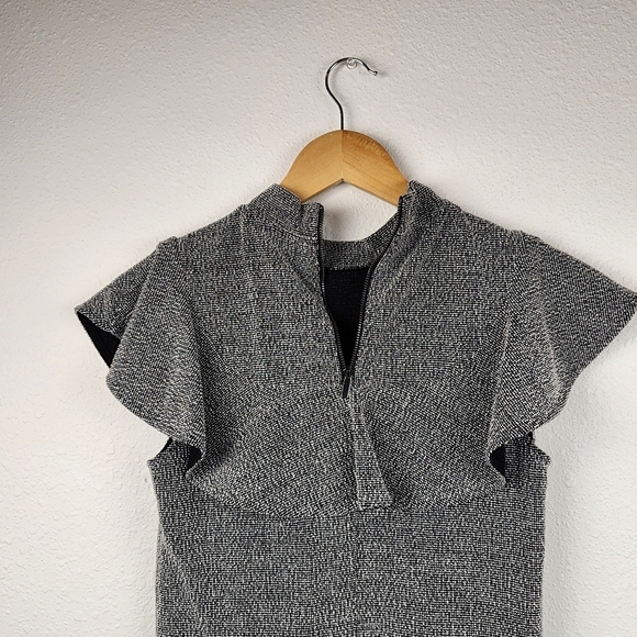 Banana Republic Tweed Ruffle Sleeve Career Blouse Top with Mock Neck Size SX - Picture 3 of 6